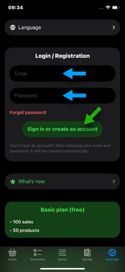 Primeiro login / Demo