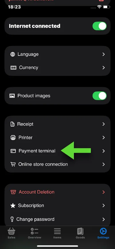 Terminal SumUp / Stripe – Início de sessão